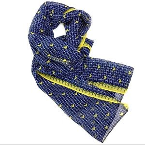 NAUTICAL HEARTS ANCHOR Navy Yellow OBLONG SCARF